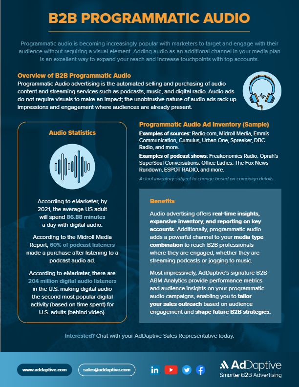 AdDaptive B2B Programmatic Audio one sheet thumbnail