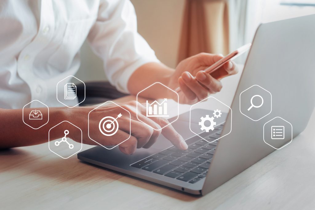 business analytics concept with digital data diagrams and chart